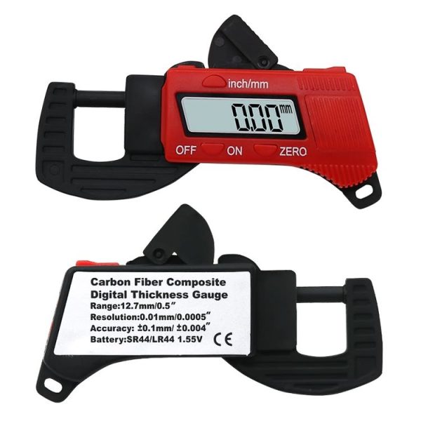 Plastic Electronic Digital Thickness Gauge Professional Construction Tools (Red) - Image 3