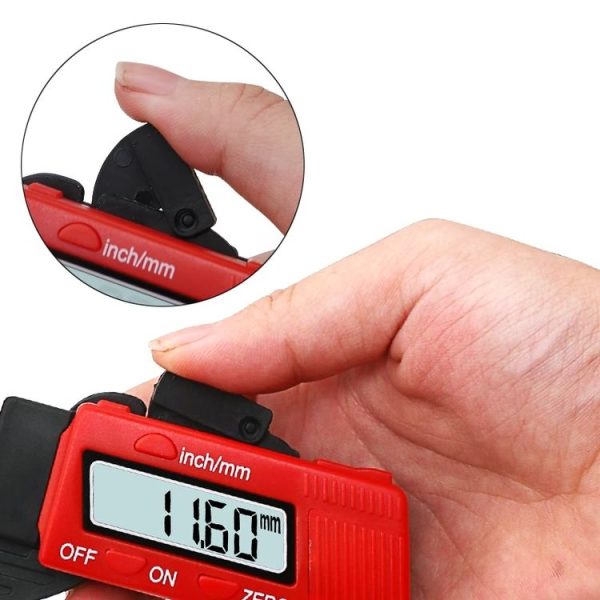 Plastic Electronic Digital Thickness Gauge Professional Construction Tools (Red) - Image 5