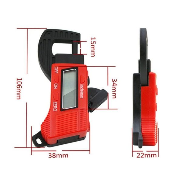 Plastic Electronic Digital Thickness Gauge Professional Construction Tools (Red) - Image 6