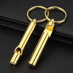 2 PCS Metal Whistle Bottle Opener Keychain Creative Multifunctional Key Ring Pendant, Color: Gold