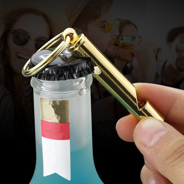 2 PCS Metal Whistle Bottle Opener Keychain Creative Multifunctional Key Ring Pendant, Color: Gold - Image 5