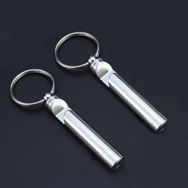 2 PCS Metal Whistle Bottle Opener Keychain Creative Multifunctional Key Ring Pendant, Color: Silver