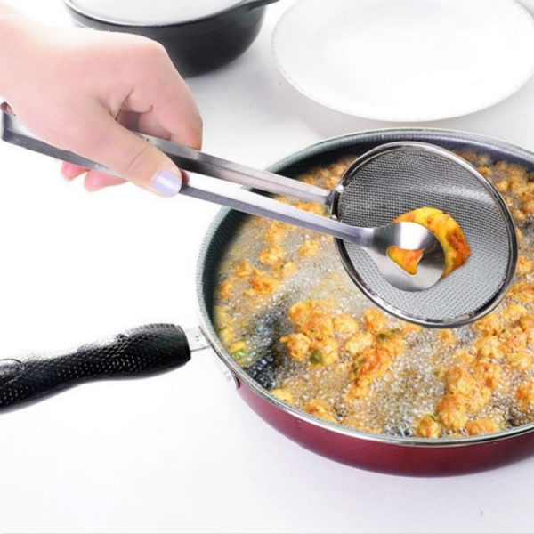 Stainless Steel Fried Food Drain Net Spoon with Clip - Image 6