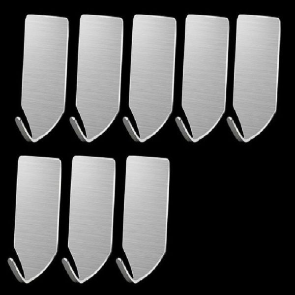 8 PCS Fine Hook Wall Free Punch Hook Stainless Steel Kitchen Bathroom Glue Hook Coat Hook - Image 2