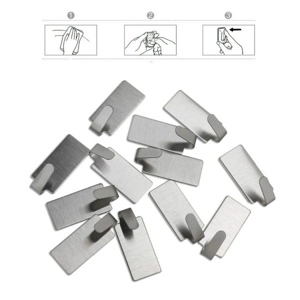 16 PCS Wide Hook Wall Free Punch Hook Stainless Steel Kitchen Bathroom Glue Hook Coat Hook - Image 4