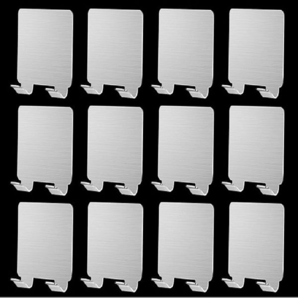 12 PCS Double Hook Wall Free Punch Hook Stainless Steel Kitchen Bathroom Glue Hook Coat Hook - Image 2