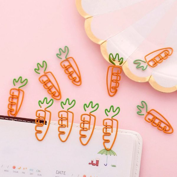 5 PCS Creative Kawaii Carrot Shaped Metal Paper Clip Bookmark Stationery School Office Supply - Image 2