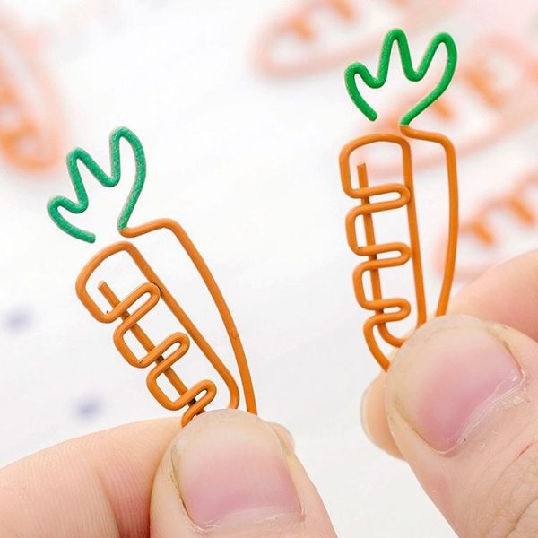 5 PCS Creative Kawaii Carrot Shaped Metal Paper Clip Bookmark Stationery School Office Supply - Image 4
