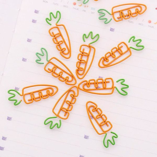 5 PCS Creative Kawaii Carrot Shaped Metal Paper Clip Bookmark Stationery School Office Supply - Image 5