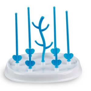 Baby Bottle Drying Rack Simple Tree Shape Cleaning Dryer Detachable Useful Infant Milk Cup Nipple Pacifier Holder (Blue)