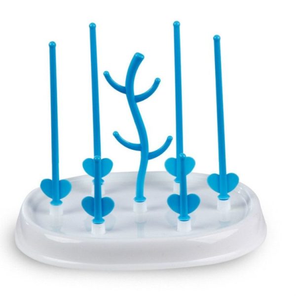 Baby Bottle Drying Rack Simple Tree Shape Cleaning Dryer Detachable Useful Infant Milk Cup Nipple Pacifier Holder (Blue)