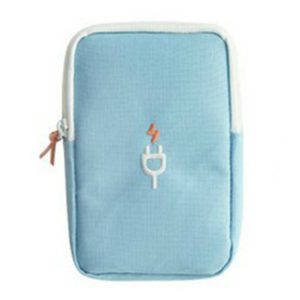 Travel Portable Charger Headset Cable Storage Bag (Lake Blue)