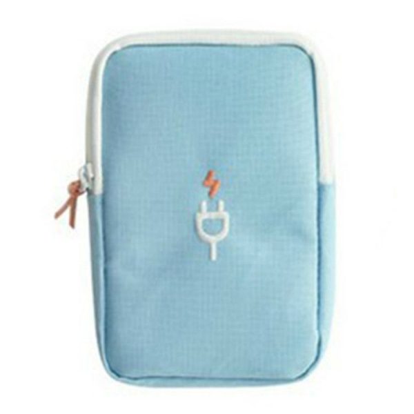 Travel Portable Charger Headset Cable Storage Bag (Lake Blue)