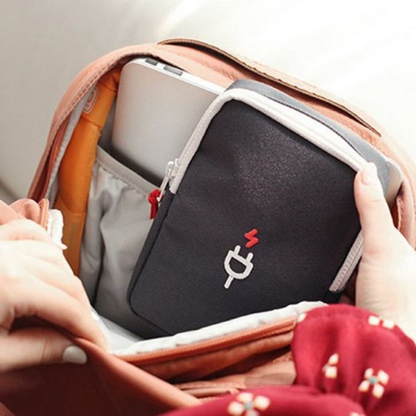 Travel Portable Charger Headset Cable Storage Bag (Lake Blue) - Image 5