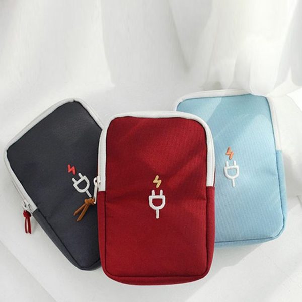 Travel Portable Charger Headset Cable Storage Bag (Lake Blue) - Image 6