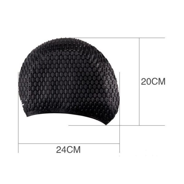 Larger Version Water Drop Shape Silicone Swimming Cap (Black) - Image 3