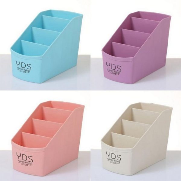 Grid Desktop Sundries Storage Box Makeup Organizer Cosmetic Closet Bin Case (Blue) - Image 3