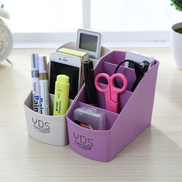 Grid Desktop Sundries Storage Box Makeup Organizer Cosmetic Closet Bin Case (Blue) - Image 4