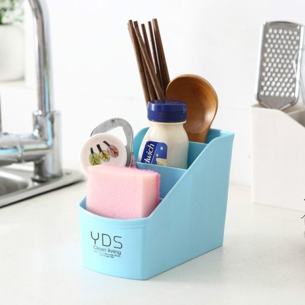 Grid Desktop Sundries Storage Box Makeup Organizer Cosmetic Closet Bin Case (Blue) - Image 6