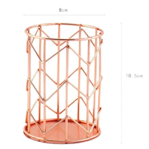 Hollow Iron Pen Holder Makeup Brushes Storage Desk Organizer Container (Gold) - Image 6
