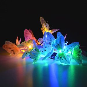 Solar Powered Butterfly Fiber Optic Fairy String Waterproof Christmas Outdoor Garden Holiday Lights, Size: 4m 12LEDs