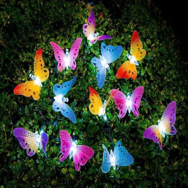 Solar Powered Butterfly Fiber Optic Fairy String Waterproof Christmas Outdoor Garden Holiday Lights, Size: 4m 12LEDs - Image 6