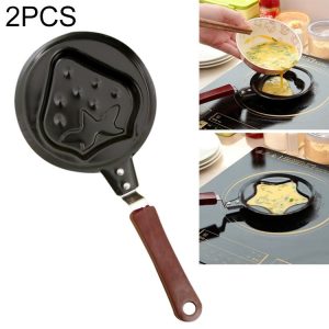 2 PCS B650417 Cute Cartoon Shaped Egg Mould Pans Nonstick Stainless Mini Breakfast Egg Frying Pans (Strawberry)