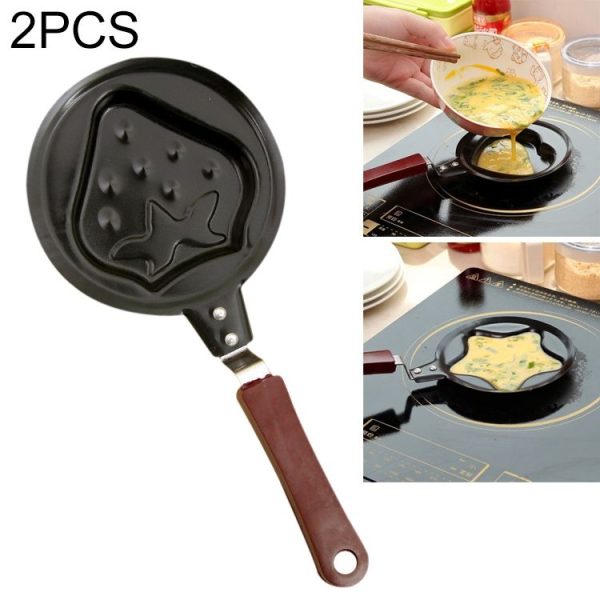 2 PCS B650417 Cute Cartoon Shaped Egg Mould Pans Nonstick Stainless Mini Breakfast Egg Frying Pans (Strawberry)