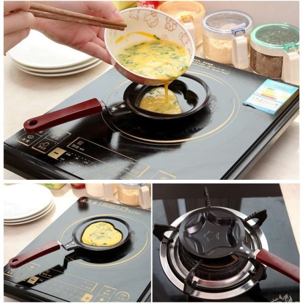 2 PCS B650417 Cute Cartoon Shaped Egg Mould Pans Nonstick Stainless Mini Breakfast Egg Frying Pans (Strawberry) - Image 6