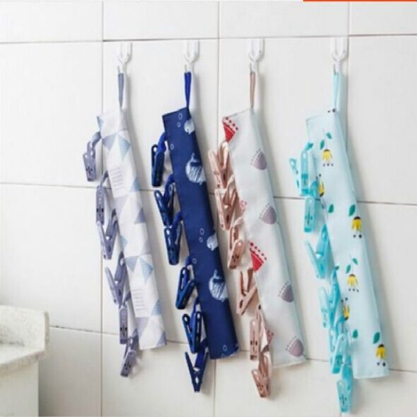Household Portable Multi-function Fabric Hanger Folding Bathroom Rack Hanging Storage Drying Clothes Underwear Clips No Hanging Bag (Lattice) - Image 6