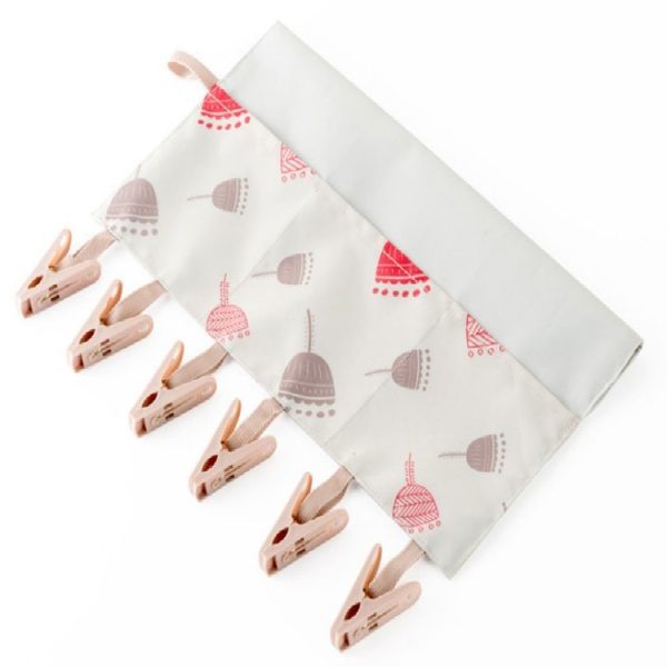 Household Portable Multi-function Fabric Hanger Folding Bathroom Rack Hanging Storage Drying Clothes Underwear Clips With Hanging Bag (Lotus) - Image 2