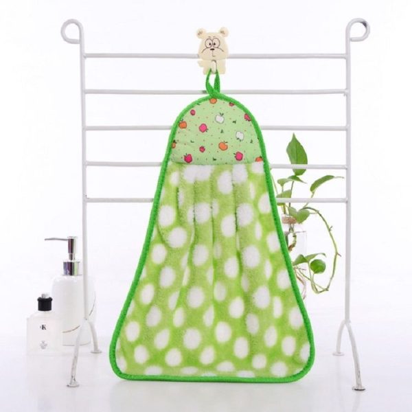 5 PCS Fruit Pattern Bathroom Kitchen Hanging Coral Fleece Absorbent Cloth Towels Random Color Delivery - Image 5