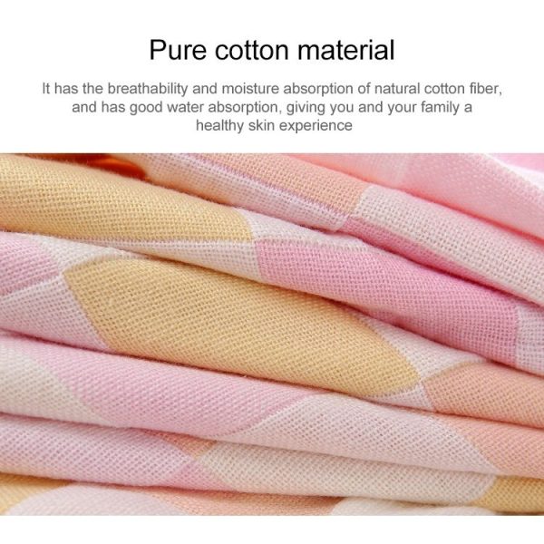 Double Gauze Cotton Bath Towel Adult Baby Water-absorbing Quick-drying Bath Towel (Pink Grid) - Image 4