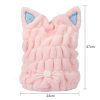 Coral Fleece Soft Absorbent Cat Ear Dry Hair Cap Thickened Adult Shower Cap (Pink) - Image 2