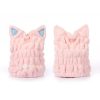 Coral Fleece Soft Absorbent Cat Ear Dry Hair Cap Thickened Adult Shower Cap (Pink) - Image 3