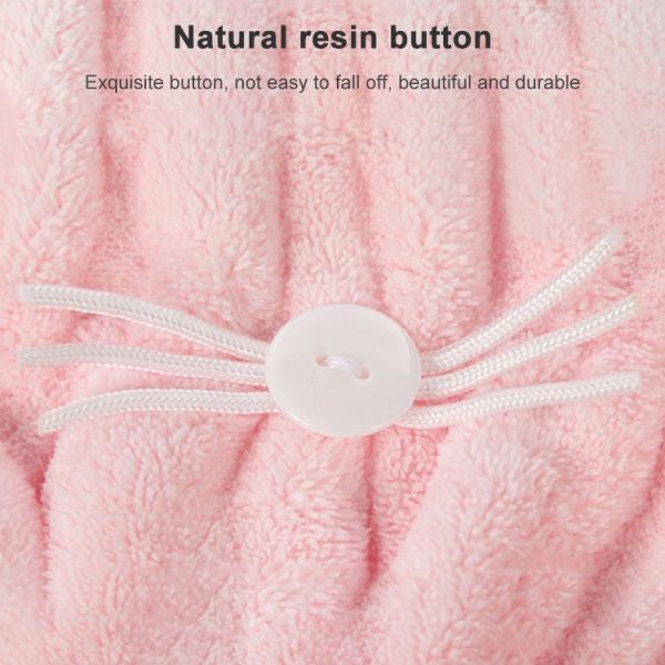 Coral Fleece Soft Absorbent Cat Ear Dry Hair Cap Thickened Adult Shower Cap (Pink) - Image 7
