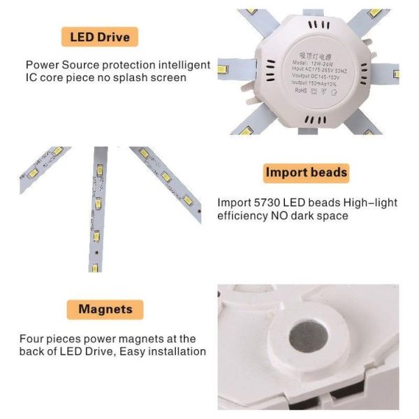 20W SMD 5730 Octopus LED Ceiling Lamp Light Board Energy Saving Expectancy LED Light, AC 220V (Cold White) - Image 5