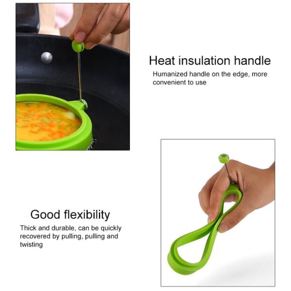DIY Breakfast Round Silicone Egg Ring Fried Egg Mould Pancake Ring Non-stick Kitchen Cooking Mould (Orange) - Image 3