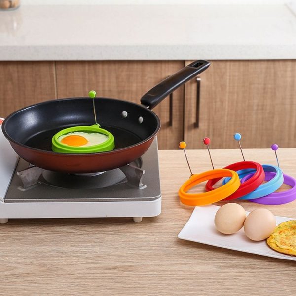 DIY Breakfast Round Silicone Egg Ring Fried Egg Mould Pancake Ring Non-stick Kitchen Cooking Mould (Orange) - Image 8