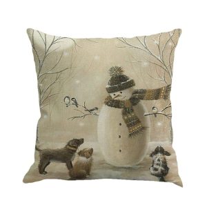 Christmas Printing Dyeing Pillow Cover Decoration Without Core, Size: 45x45CM (Snow Man)