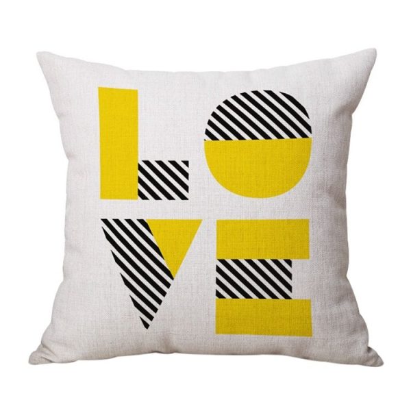 45*45CM Love English Letter 3D Printed Linen Pillow Cover (D)