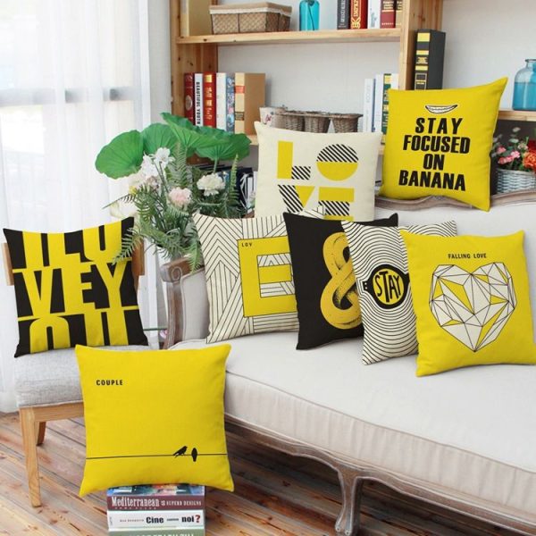 45*45CM Love English Letter 3D Printed Linen Pillow Cover (D) - Image 5