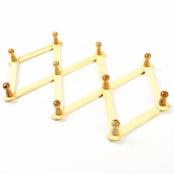 Solid Wooden Retractable Wall Hanging Folding Coat Rack Drying Rack - Image 2
