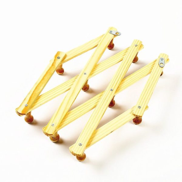 Solid Wooden Retractable Wall Hanging Folding Coat Rack Drying Rack - Image 3
