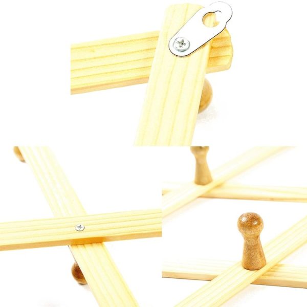 Solid Wooden Retractable Wall Hanging Folding Coat Rack Drying Rack - Image 5