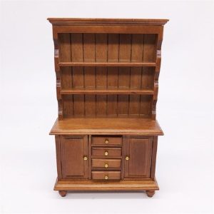 1 / 12 Dollhouse Miniature Furniture Multifunction Wood Cabinet Bookcase (Brown)