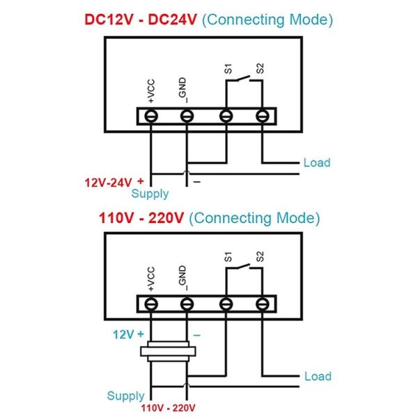 High-precision Microcomputer Intelligent Digital Display Switch Thermostat, Style: 12V Power Supply (Red and Blue Display) - Image 6