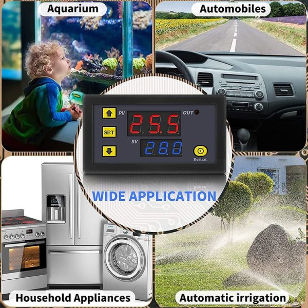 High-precision Microcomputer Intelligent Digital Display Switch Thermostat, Style: 12V Power Supply (Red and Blue Display) - Image 8