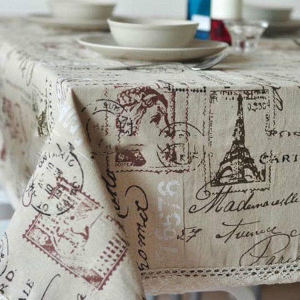 Eiffel Tower Cotton Linen Tablecloth Multi-purpose Universal Coffee Table Dustproof Cover, Size: 60x60cm - Image 4