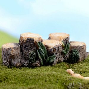 3 PCS Handmade Sand Table Model Micro Landscape Decorative Wood Pile Wooden Pier Stump Ornaments, Random Color Delivery, Style: Five Stumps Bridge